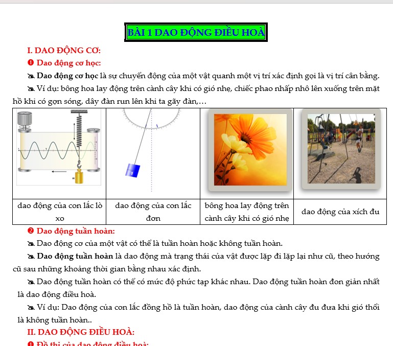 Chuyên đề dạy thêm Vật lí 11 Kết nối tri thức CHƯƠNG I DAO ĐỘNG - có lời giải